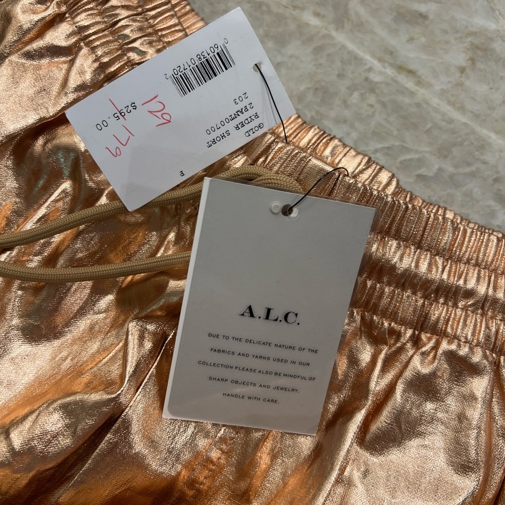 A.L.C. Ryder Linen Shorts NWT! Metallic Bronze, Size XS - Picture 5 of 6